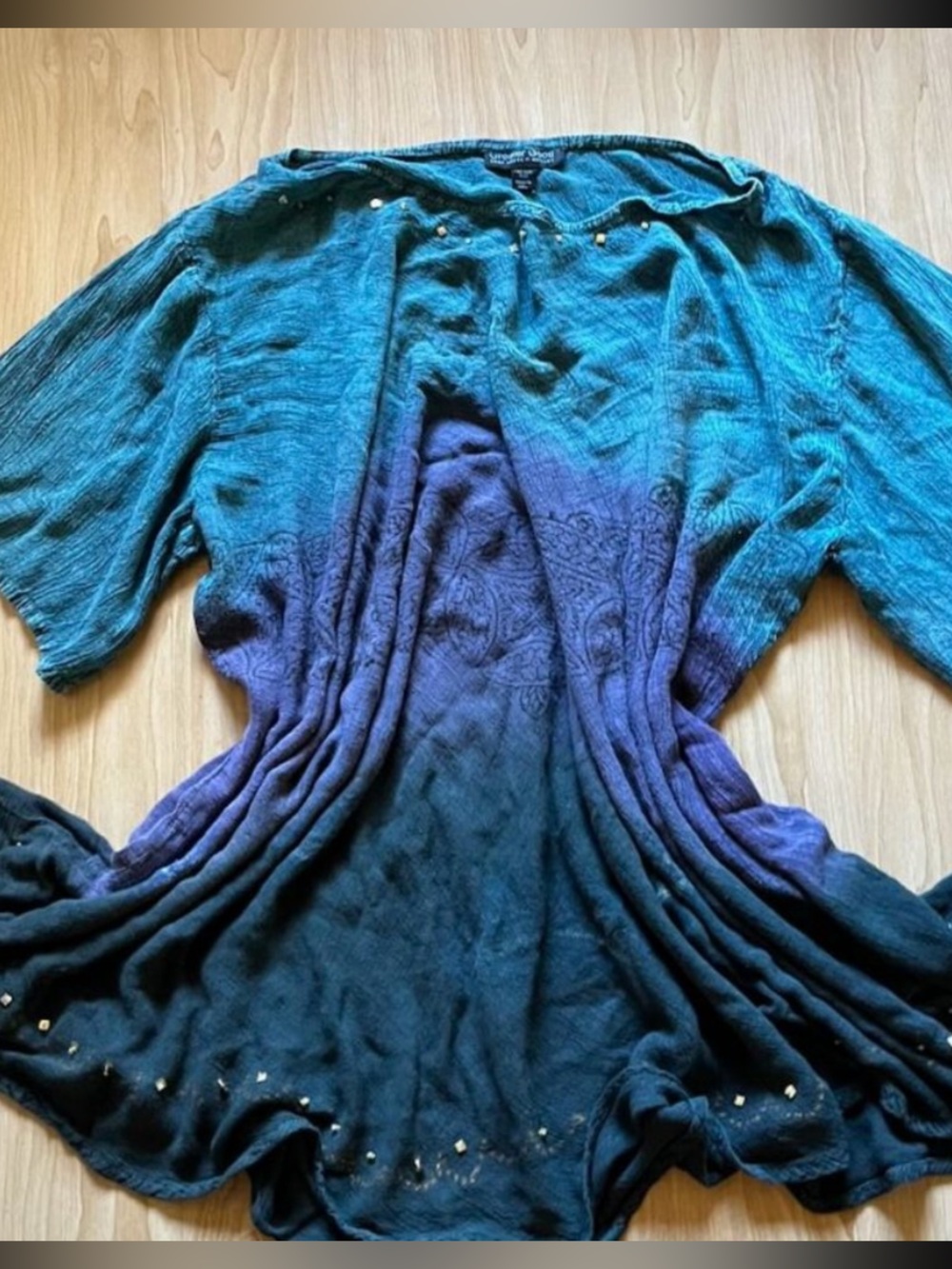 Greater Good Boho Ombre Studded Tunic Top Free Size hippie festival